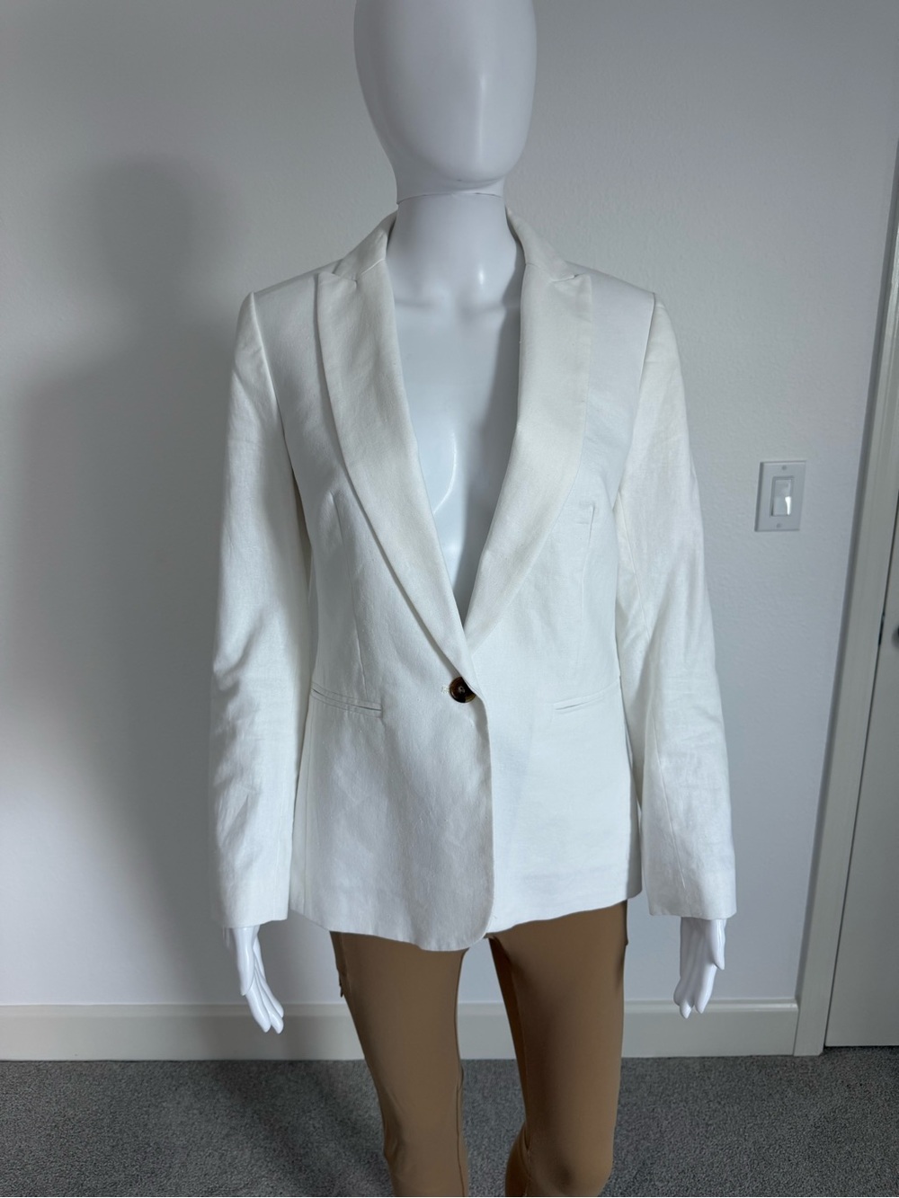 J. Crew White Linen Single-Button Women's Blazer